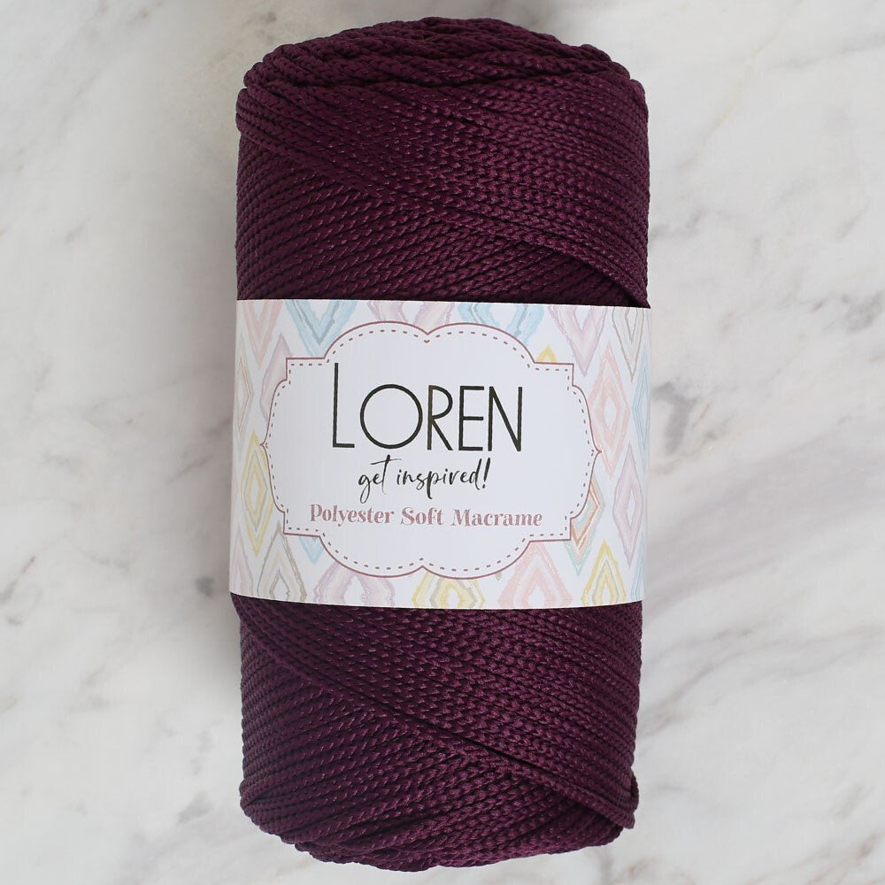 Loren Polyester Soft Macrame Patlıcan Moru El Örgü İpi - LM038 - 34443