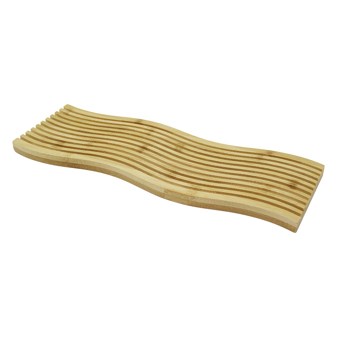 Dalgali Kenar  çi̇ft Taraf=düz - Dalgali Oyuk Kanalli Ahşap Bambu Sunum Tepsi̇ 15x39x1.5cm