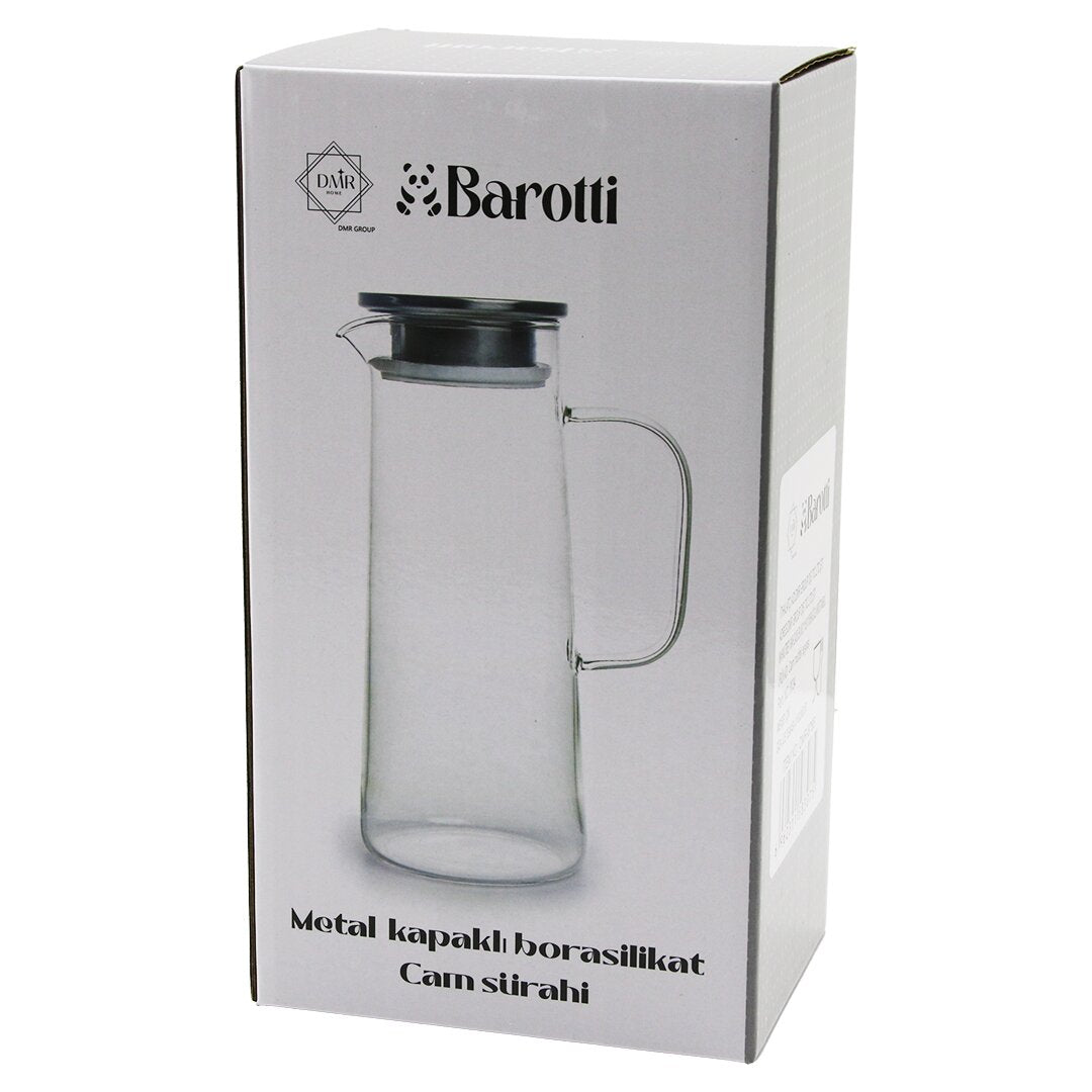 Dar Taban - Uzun=1450ml   Cam  Borosi̇li̇kat= Isiya Dayanikli Sürahi̇  Metal Kapak - Si̇li̇kon Conta