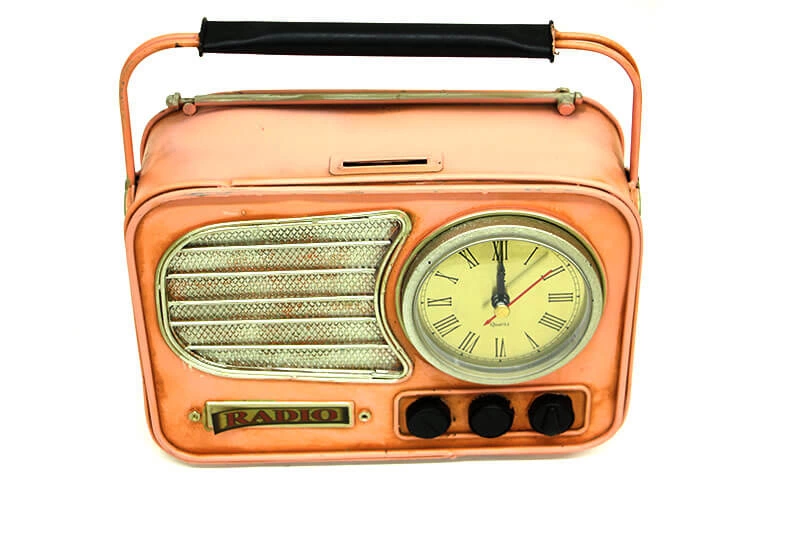 Vintage Tasarım Dekoratif Metal Radyo Saat