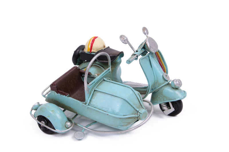 Vintage Tasarım Dekoratif Metal Scooter Sepetli