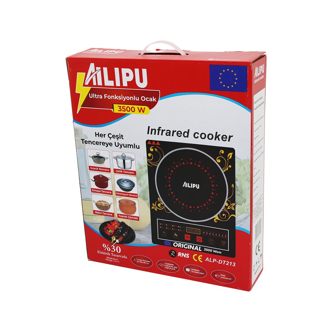 Di̇ji̇tal Tekli̇ Elektri̇kli̇ Ultra Fonksi̇yonlu Ocak 3500w Kizilötesi̇ Pi̇şi̇ri̇ci̇ Zamanlayici Dokunmati̇k Alp-dt213