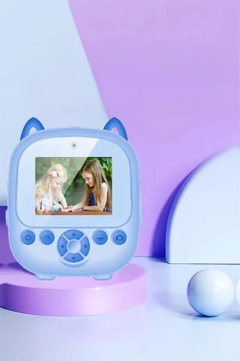 Dijital Video Fotoğraf App Destekli Çocuk Kamerası Termal Resim Kağıt Baskılı Yazıcı Mavi