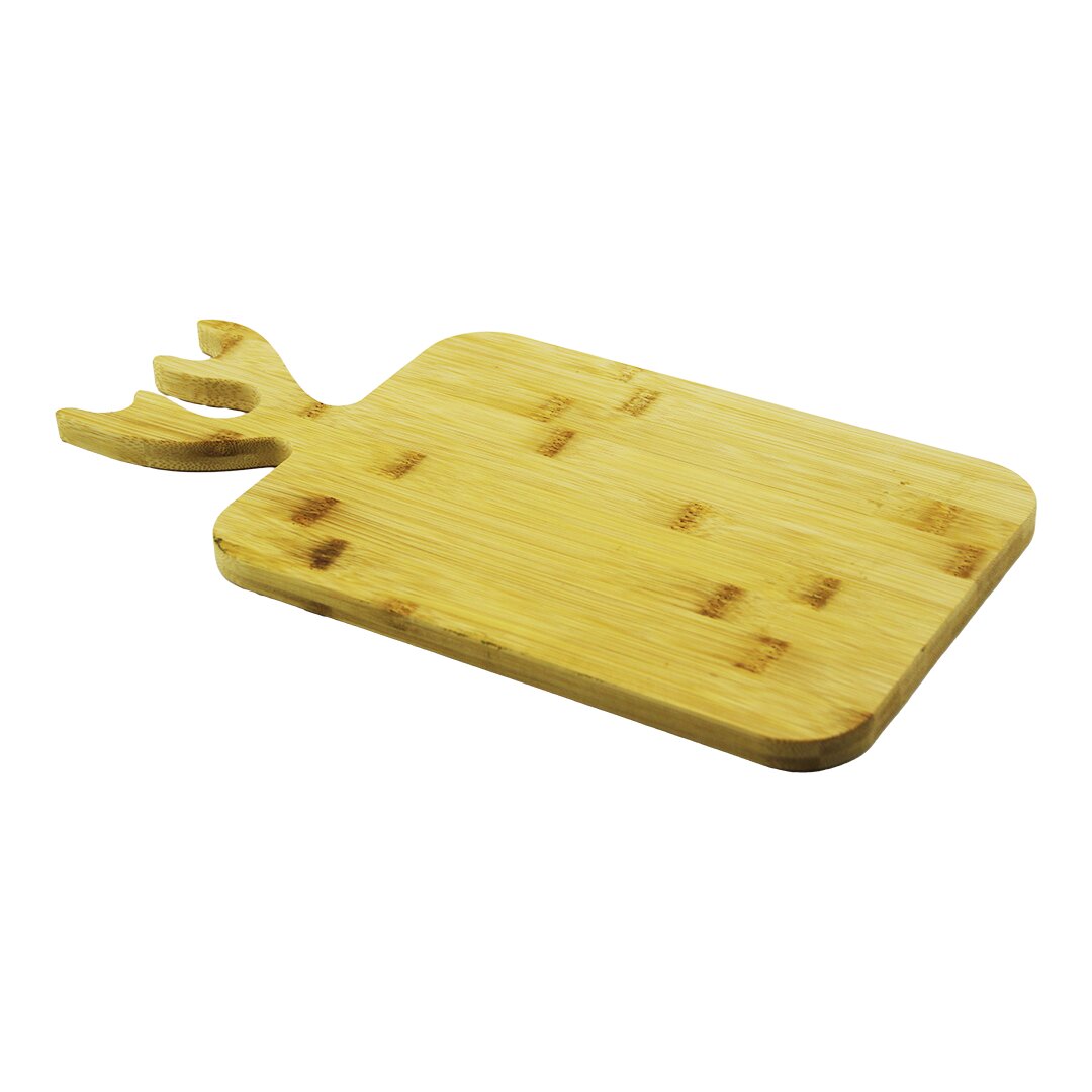 Di̇kdörtgen Ahşap Bambu Kesi̇m Panosu Geyi̇k Boynuz Fi̇gür Sapli  20x27.5cm