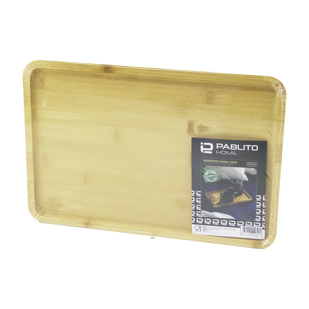 Di̇kdörtgen Ahşap Bambu Sunum Tepsi̇ 24x36cm