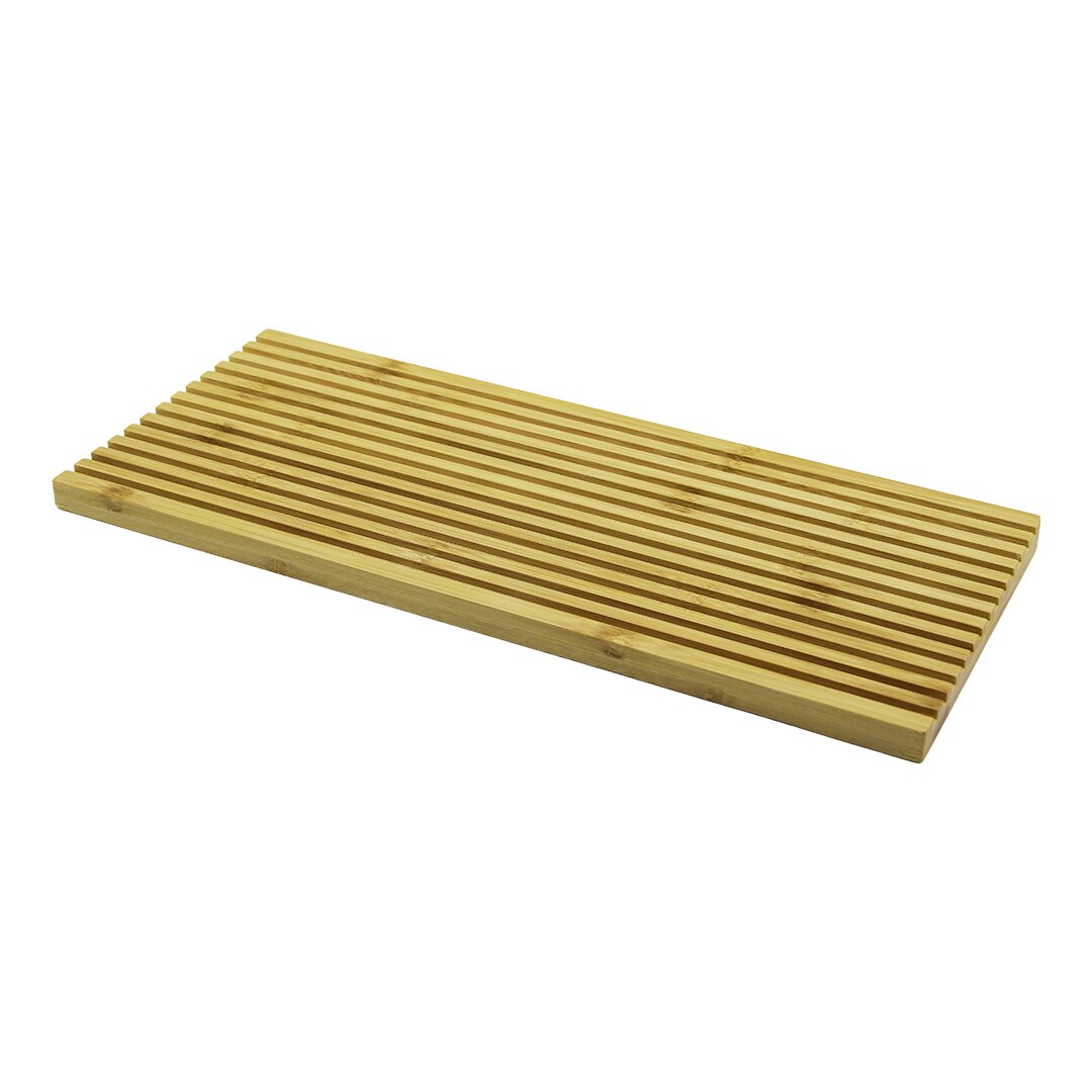 Di̇kdörtgen çi̇ft Tarafli=düz - Dalgali Oyuk Kanalli Ahşap Bambu Sunum Tepsi̇ 17x39x1.5cm