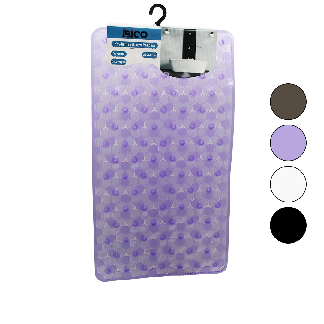 Di̇kdörtgen - Lüx Pvc Petek Desen - şeffaf-buzlu 98pcs Vantuz Kaydirmaz Banyo - Küvet Paspas 37x68cm