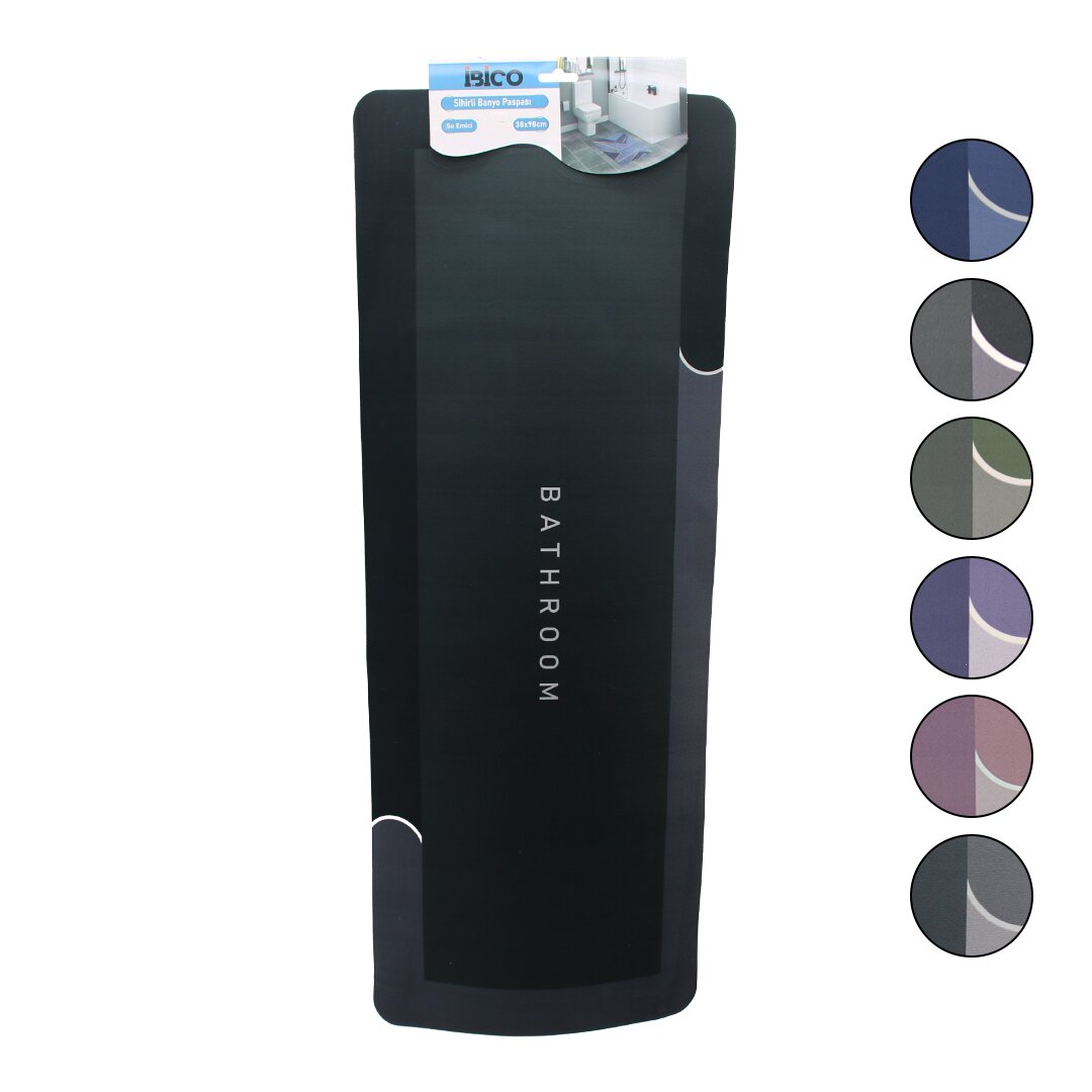 Di̇kdörtgen - Mat Renkler   38x98cm   Su Emi̇ci̇ - Si̇hi̇rli̇  Banyo Paspasi  Elasti̇k