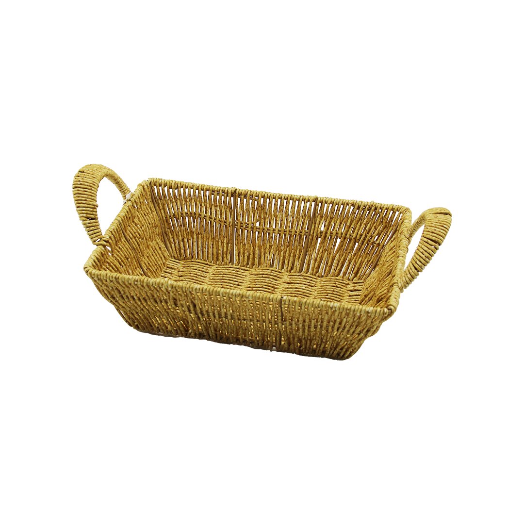 Di̇kdörtgen Plasti̇k Hasir Ekmek - çok Amaçli Sepet Kulplu - Metal İskelet Taban:13.5x20- Ağiz:19x26.5cm D:7.5cm