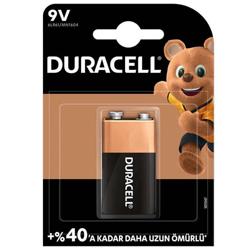 Duracell 9 Volt Alkalin Pil Tekli