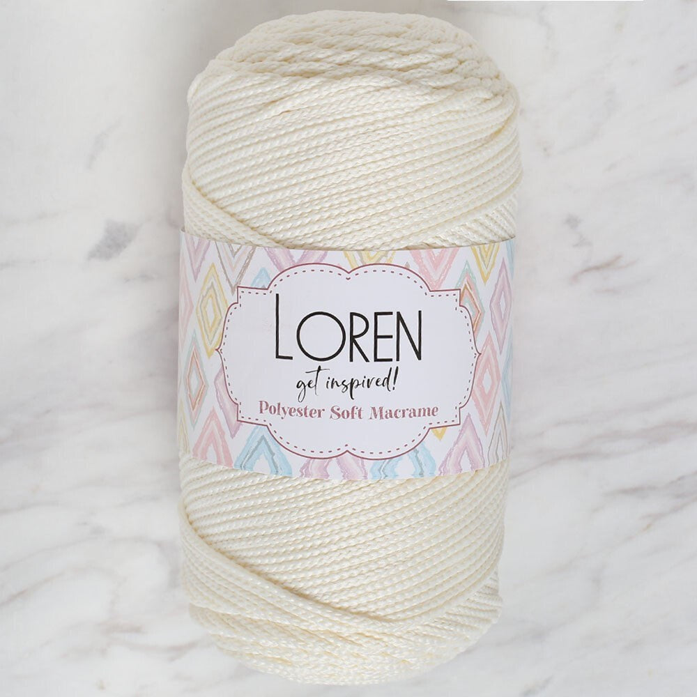 Loren Polyester Soft Macrame Krem El Örgü İpi - LM003 - 34427