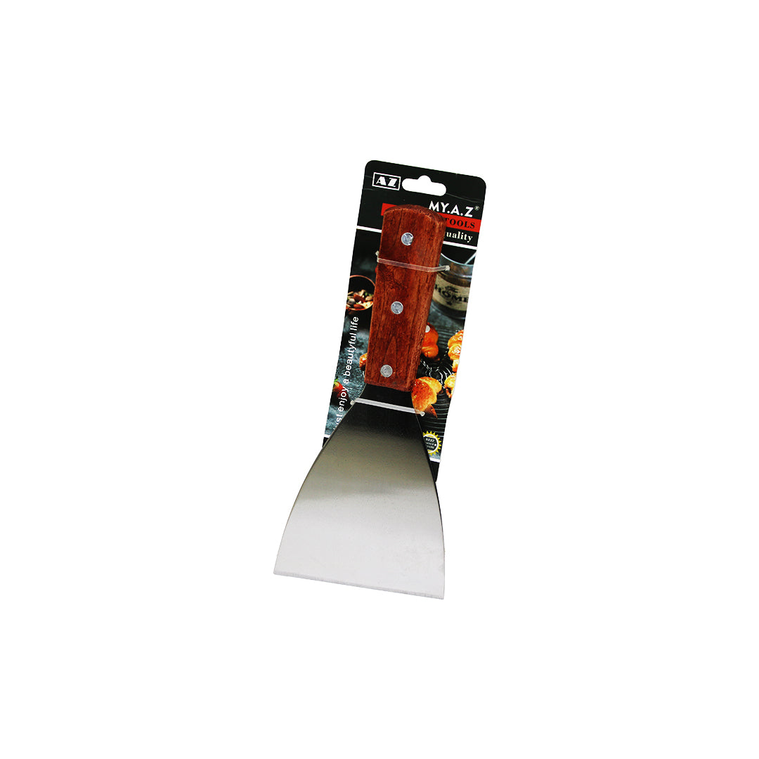 Eğik Ağızlı Metal Spatula - Ahşap Saplı