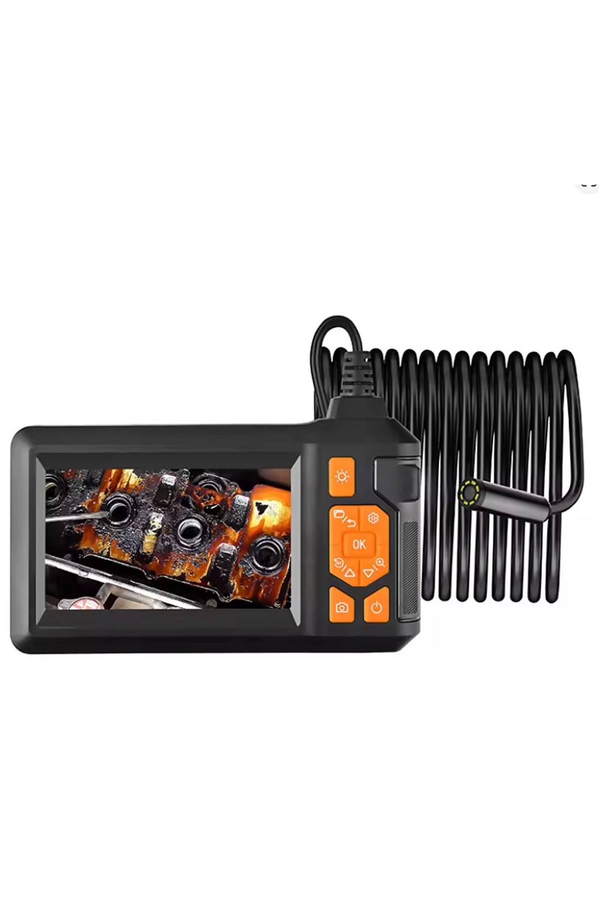 Ekranlı 3 Kameralı 10 Mt Hafıza Kart Destekli Sert Kablo Yılan Endoskop Kamera 8 Mm 4.3 Inc
