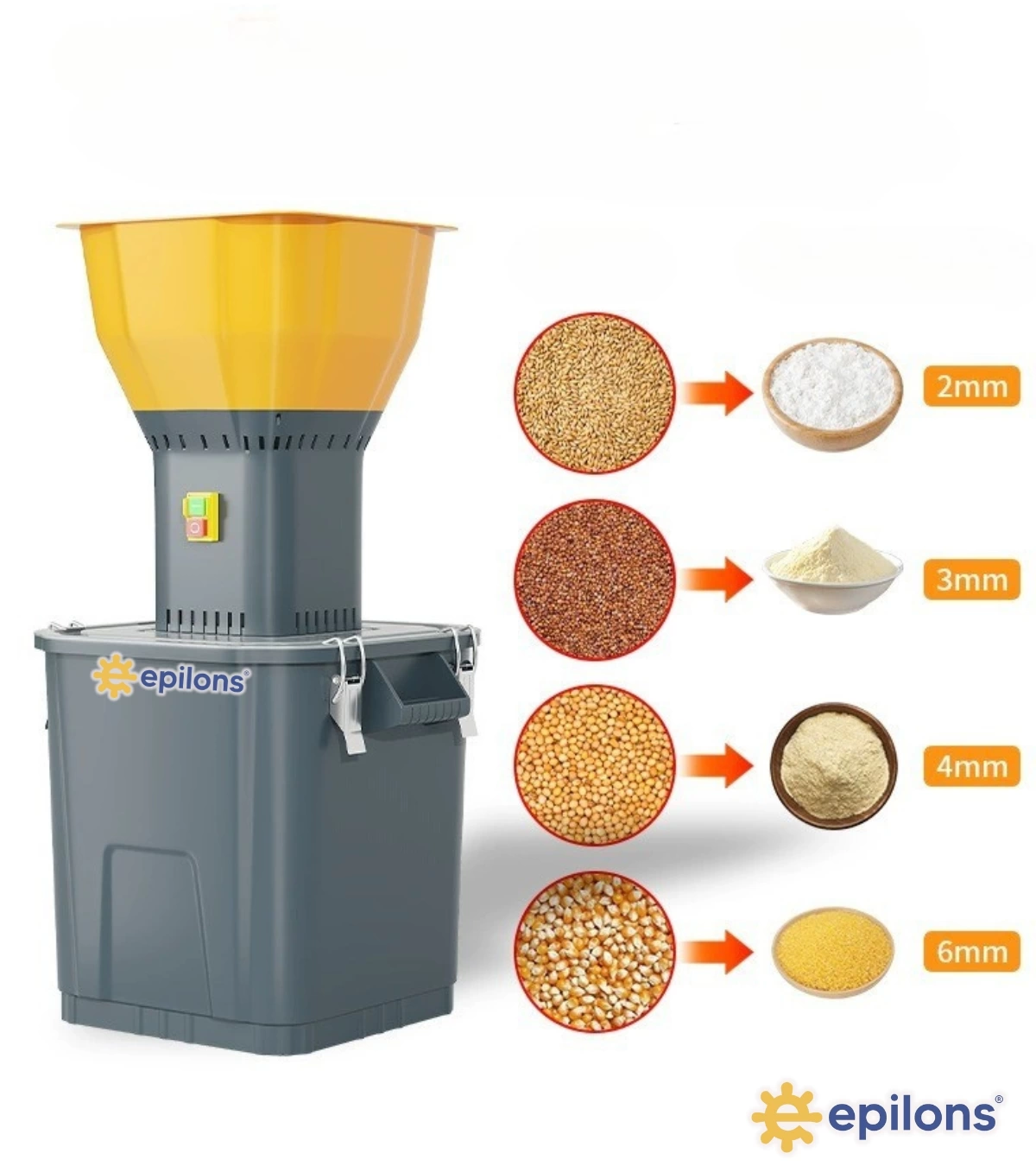 Epilons Pro 1300w Elektrikli Tahıl Ve Baharat Öğütücü – 0,6-8 Mm Ayarlanabilir Granül, Paslanmaz Çe