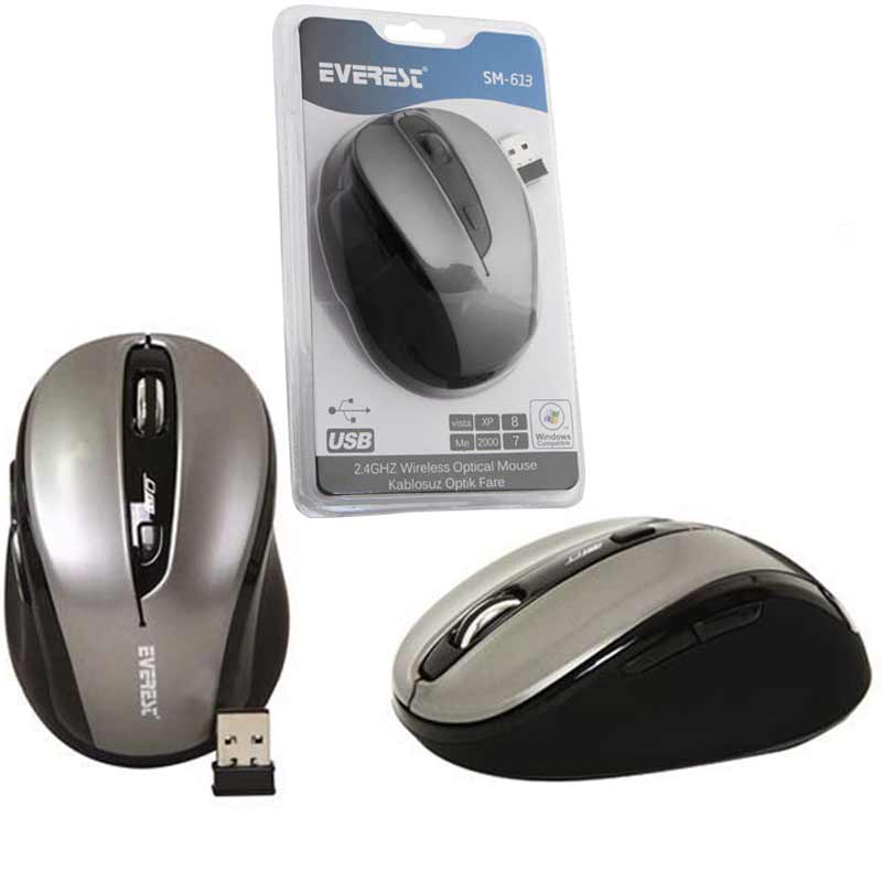 EVEREST SM-613 SİYAH 2.4GHZ OPTİK USB KABLOSUZ MOUSE (4620)