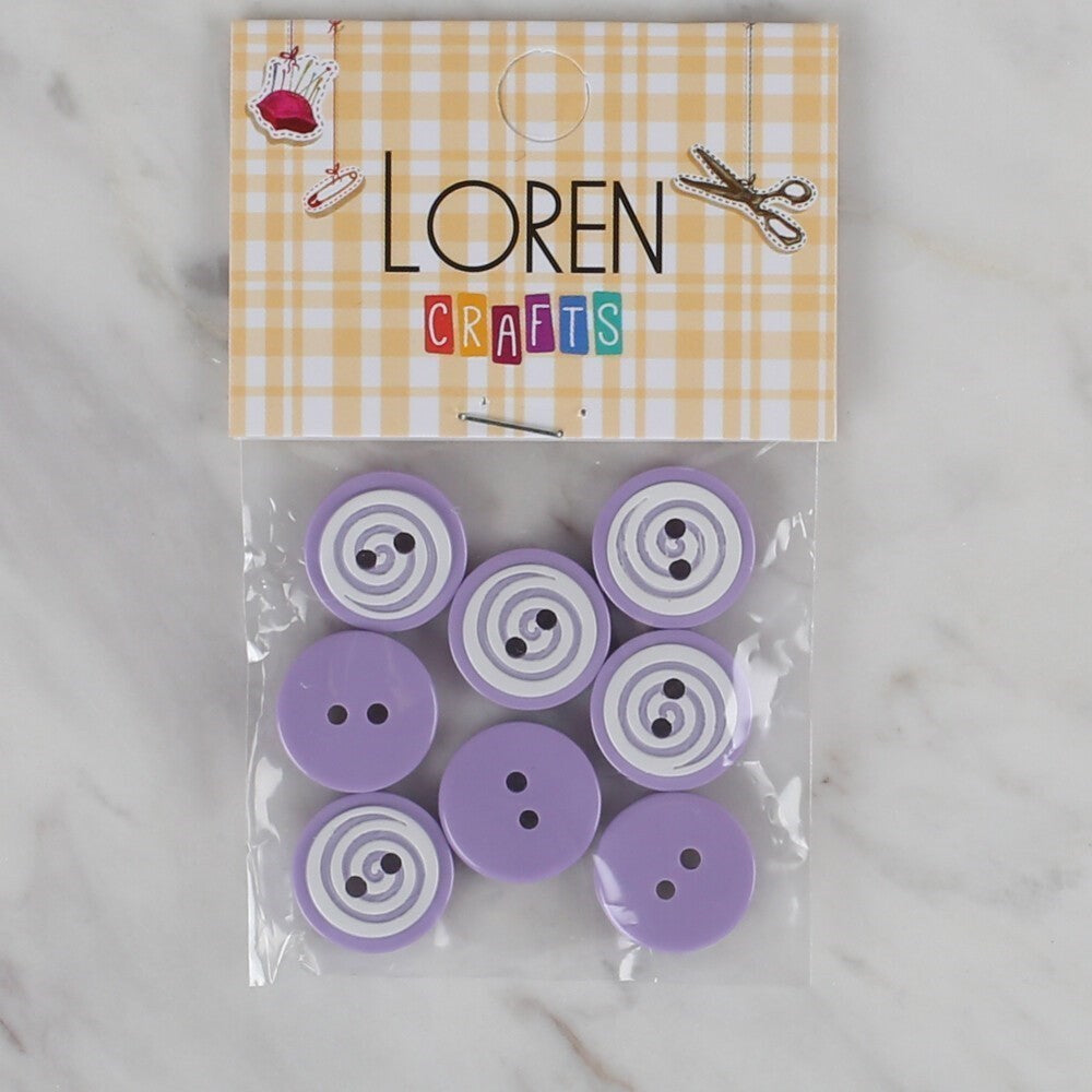 Loren Crafts lila 8 li yuvarlak düğme - 450