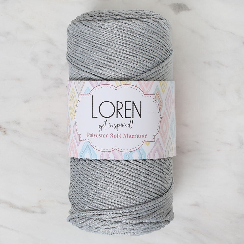 Loren Polyester Soft Macrame Açık Gri El Örgü İpi - LM036 - 34441