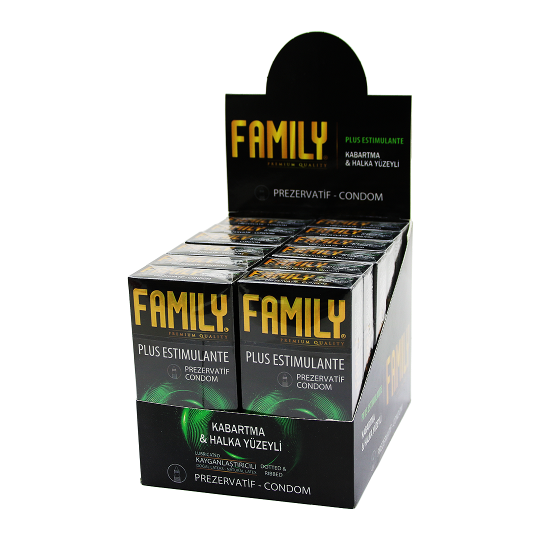 Family Plus Estimulante 12 Parça Kabartma Halka Yüzeyli̇ Prezervati̇f Condom