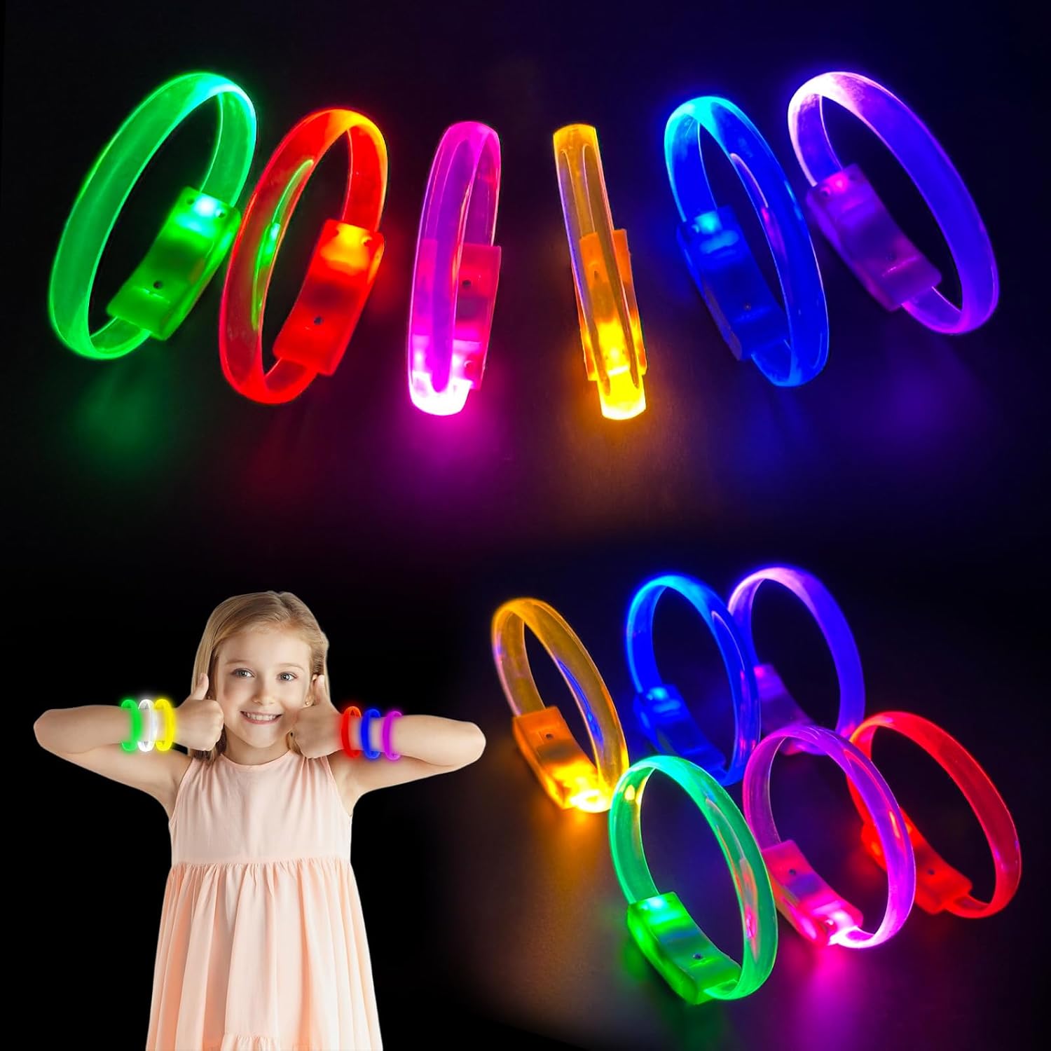 Festival &amp;amp;amp; Parti LED Bileklik Baskı Yapılabilir 3 Farklı Mod Işıklı 1 Adet