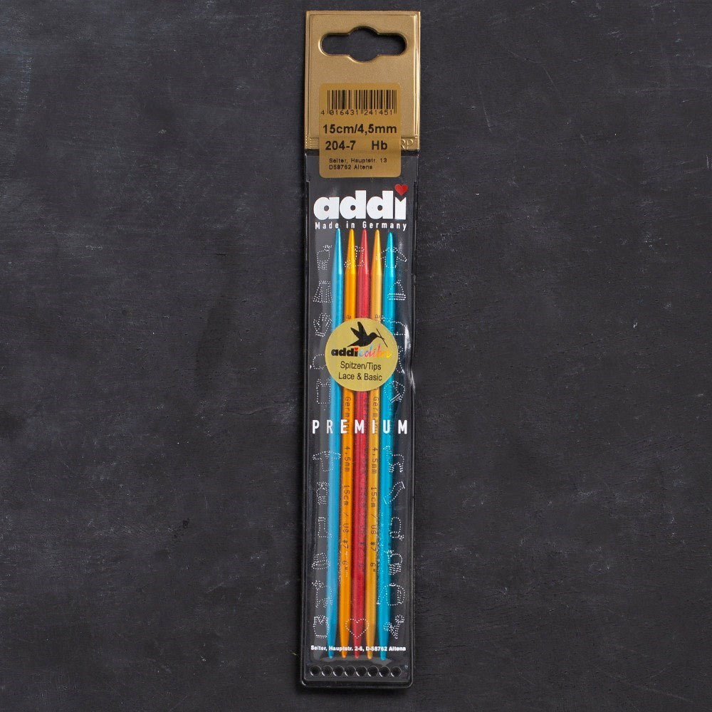 Addi Colibri 4,5mm 15cm Renkli Çorap Şişi - 204-7