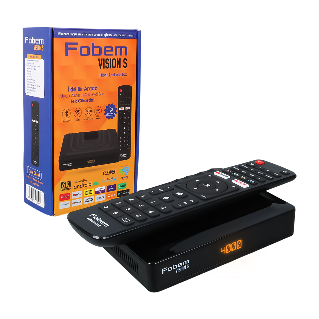Fobem Vision S Hybrid 4 ГБ ОЗУ 32 ГБ HDD 1,5 ГГц спутниковый ресивер с голосовым управлением Android TV Box 