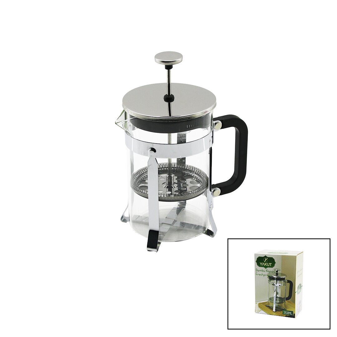 Frechpress  350ml   Cam  Bi̇tki̇ Süzgeçi̇ Metal Kafes - Plasti̇k Sapli Metal Kaplamali Pls.kapak