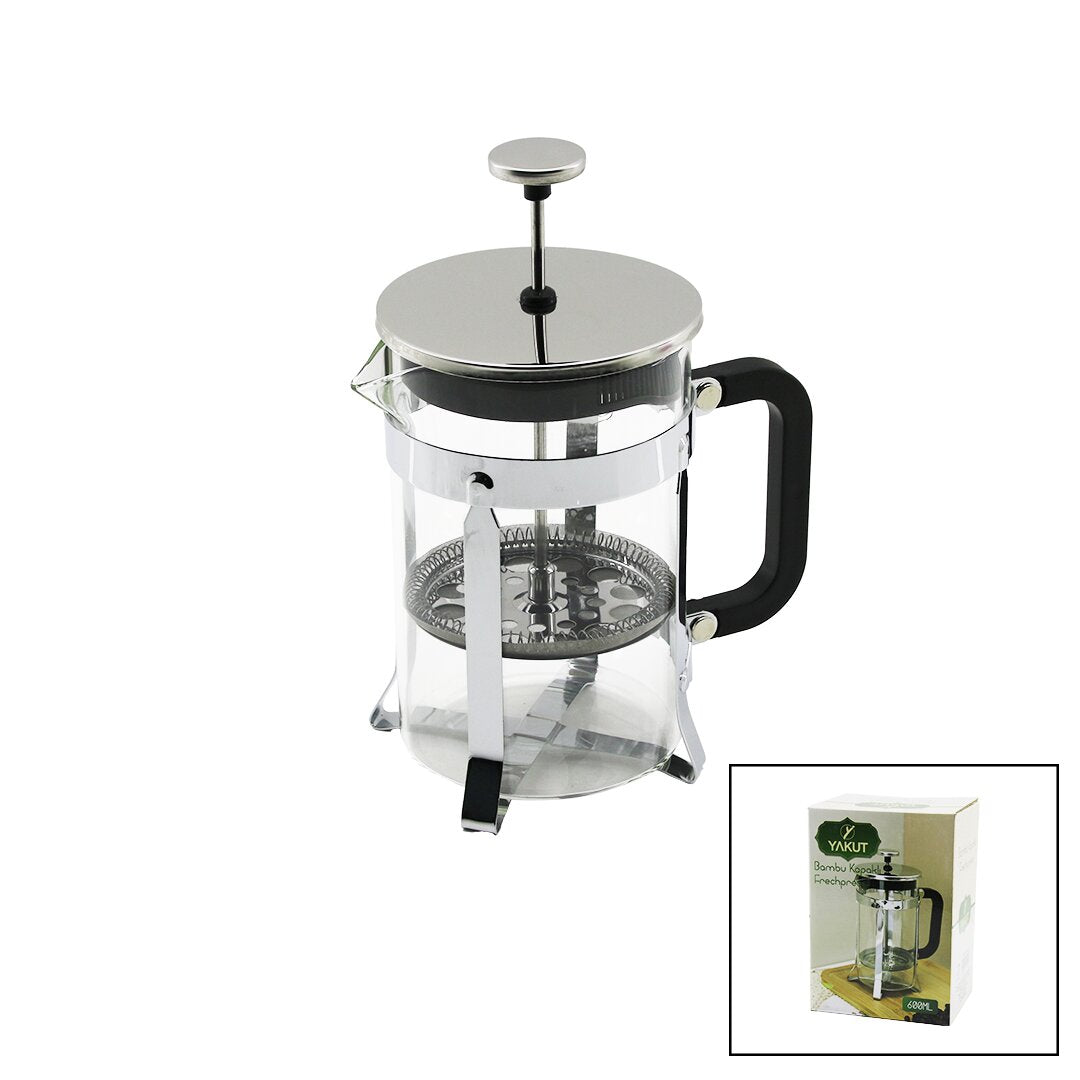 Frechpress  600ml   Cam  Bi̇tki̇ Süzgeçi̇ Metal Kafes - Plasti̇k Sapli Metal Kaplamali Pls.kapak