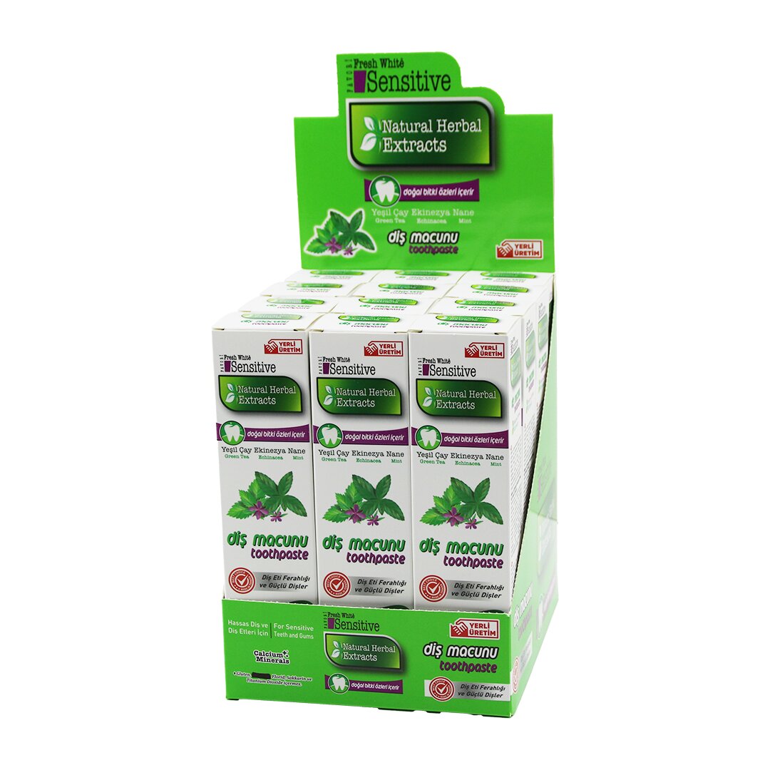 Fresh Whi̇te Sensi̇ti̇ve Ysl-01 Naturel Herbal Extracts Di̇ş Macunu Yeşi̇l çay-eki̇nezya-nane özlü 75ml/120gr