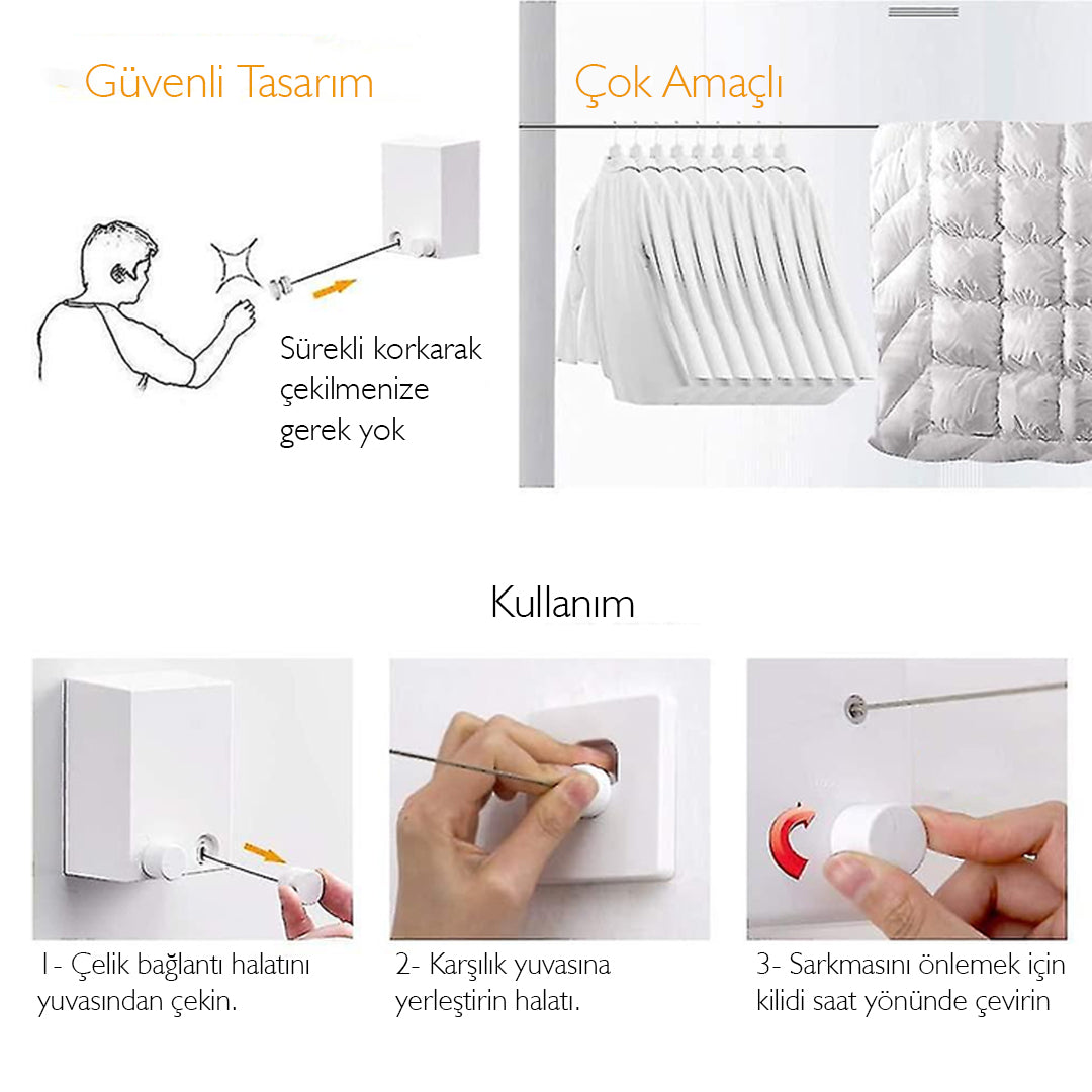 Geri̇ çeki̇lebi̇li̇r çamaşir İpi̇ - Duvar Askisi