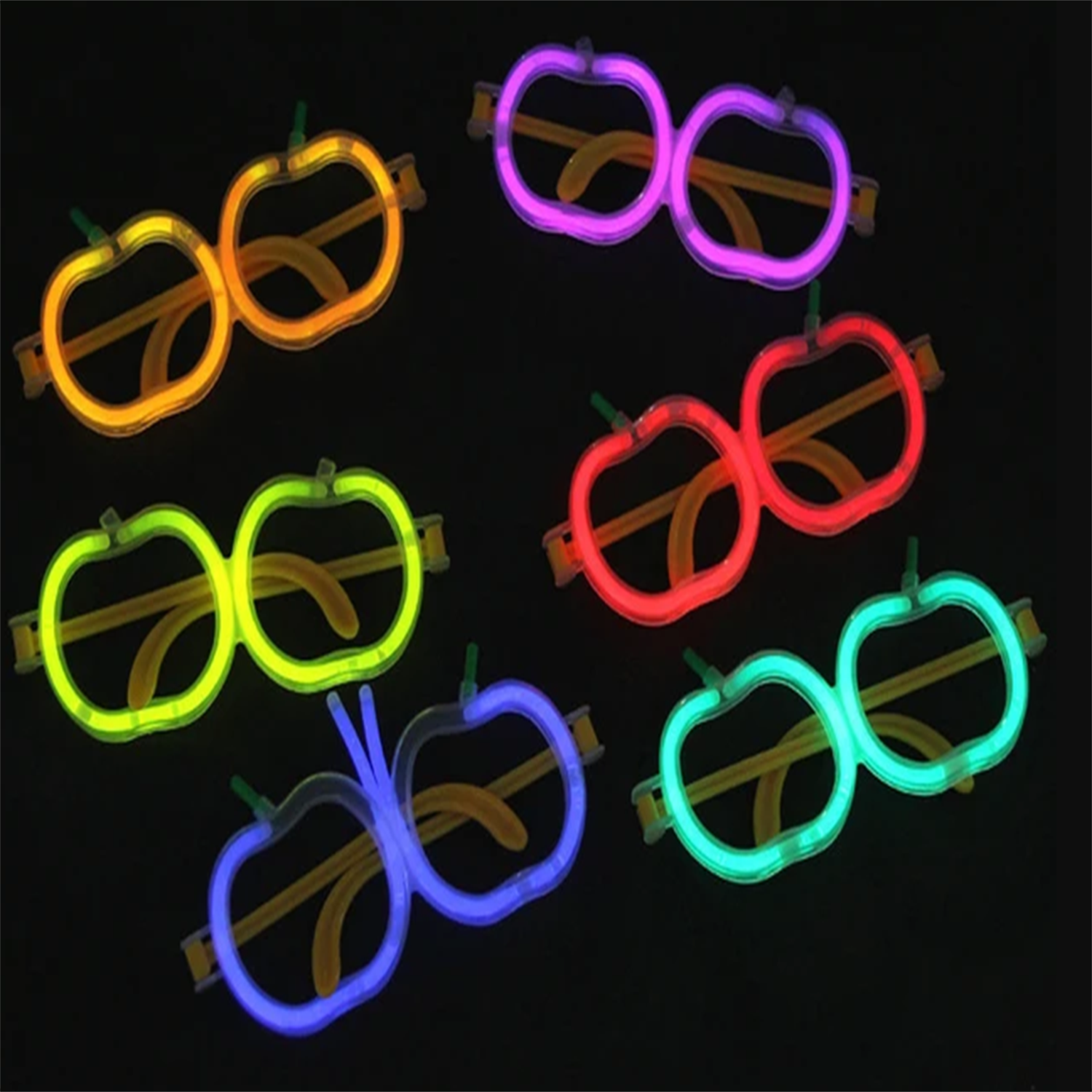 Glow Stick Elma Gözlük - Glow Partisi Gözlüğü - Glow Stick Gözlük 12 Adet (4620)