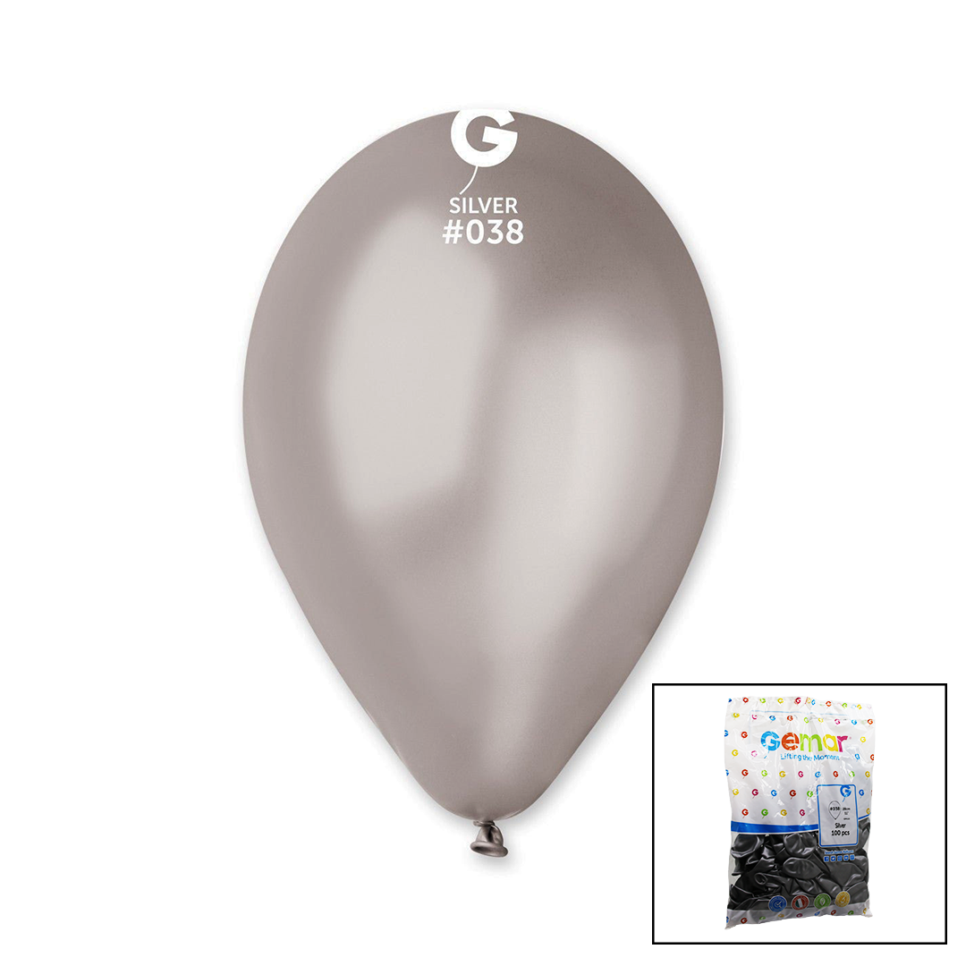 GM-110-38 METALİK - GÜMÜŞ BALON 11&amp;apos;&amp;apos; - 28CM - 100 PARÇA