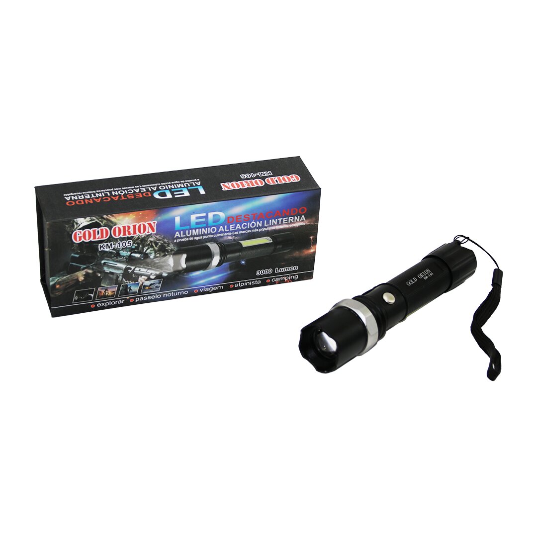 Gold Orion Km-105 2in1 Zoomlu El Feneri̇ - Cob Led Usb şarjli Metal Kasa 15.5cm 3000 Lumen