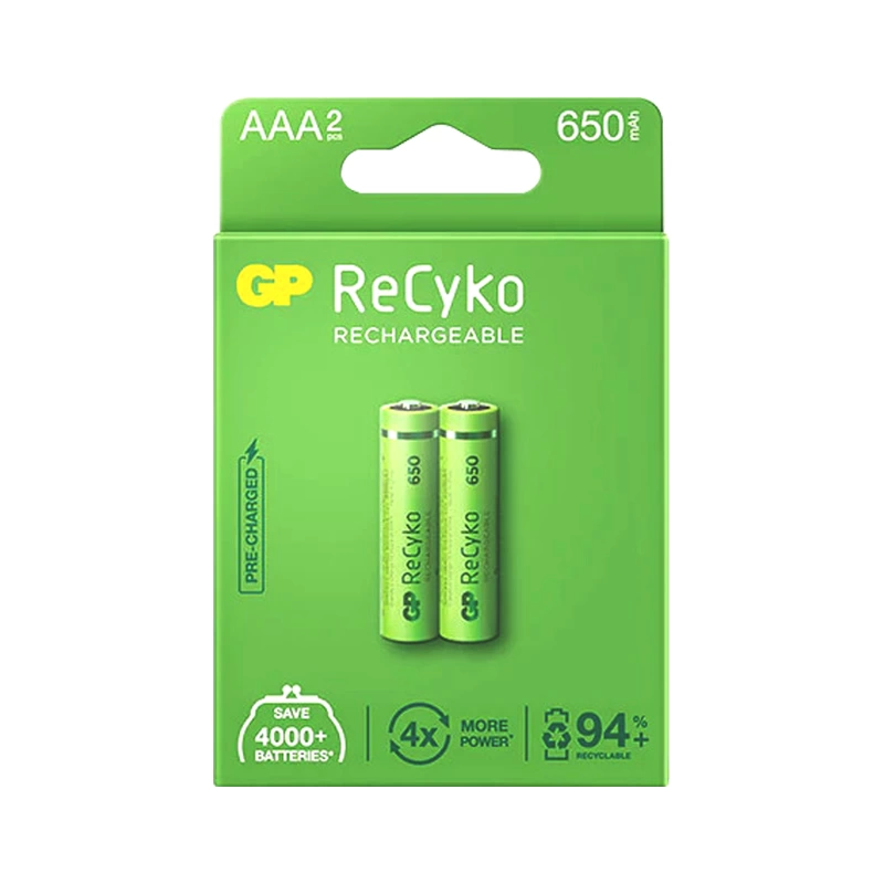 Gp Recyko 650 Mah R03 Aaa Şarjlı 2li İnce Kalem Pil Gp65aaahcer21-2tlb2 Gprhch63e041