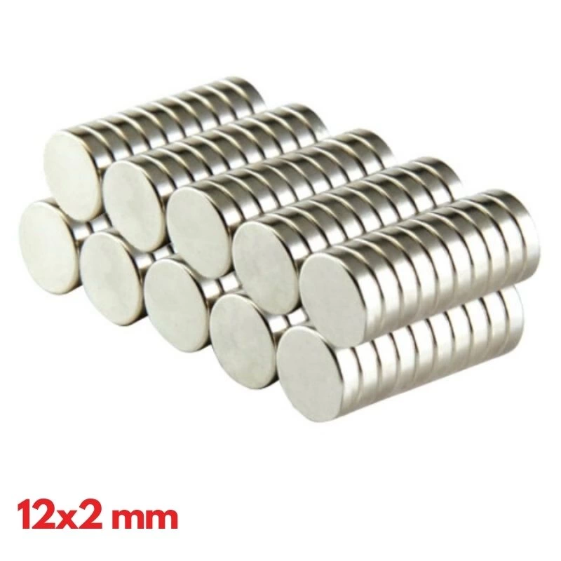 N35 12x2 Mm Neodyum Mıknatıs Yuvarlak, Nikel Kaplamalı Magnet