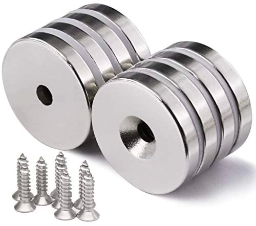2 Adet 25x10/5x5,5 Mm Neodyum Mıknatıs Havşa Delikli Magnet Vida Atılabilir N35 Nikel Paslanmaz