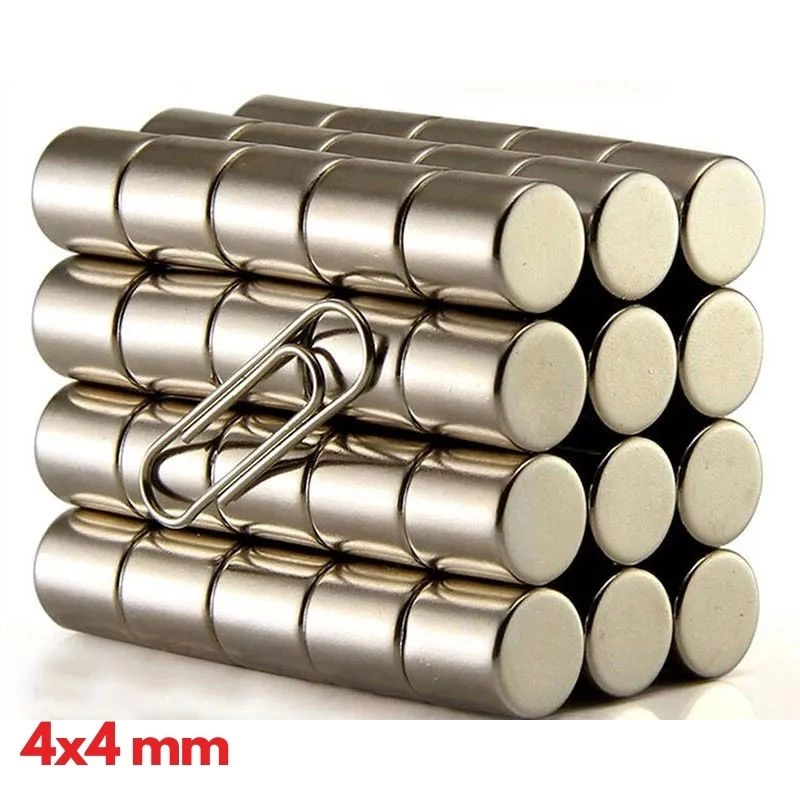 5 Adet 4x4 Mm Yuvarlak Neodyum Mıknatıs N35 Güçlü Magnet Nikel Kaplama