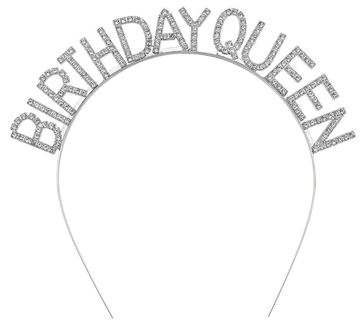 Gümüş Renk Kristal Taşlı Parlak Birthday Queen Yazılı Kraliçe Taç 16x17 cm (4620)