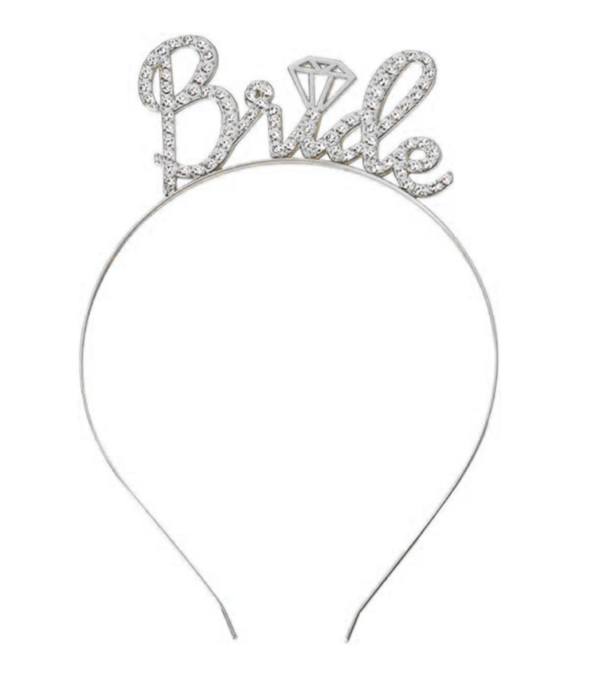 Gümüş Renkli Taşlı “Bride” Gelin Tacı – El Yazısı Yazı Tipiyle