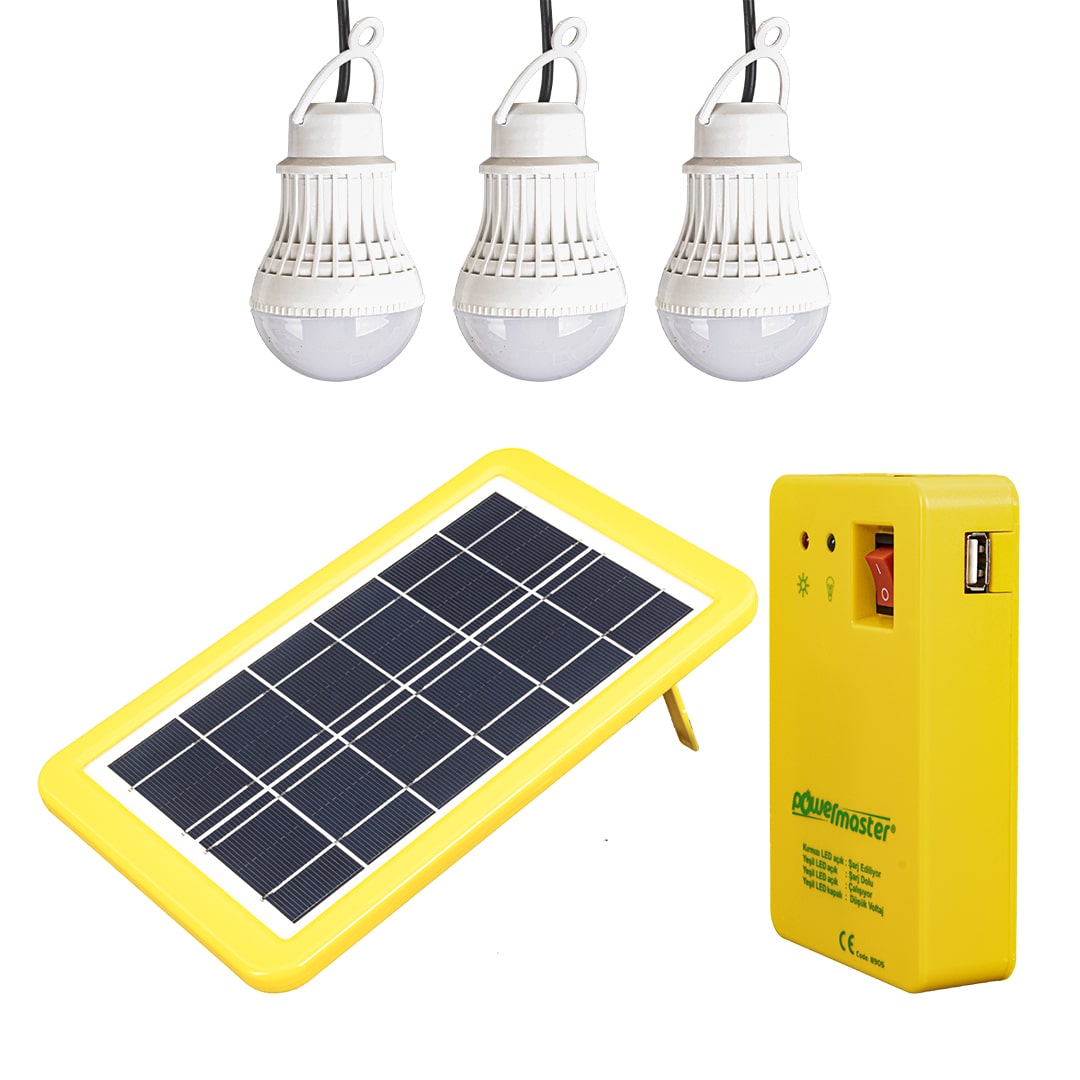 GÜNEŞ PANELLİ 3 LAMBALI POWERBANK ÖZELLİKLİ ÇOK AMAÇLI ŞARJLI SOLAR AYDINLATMA (4620)