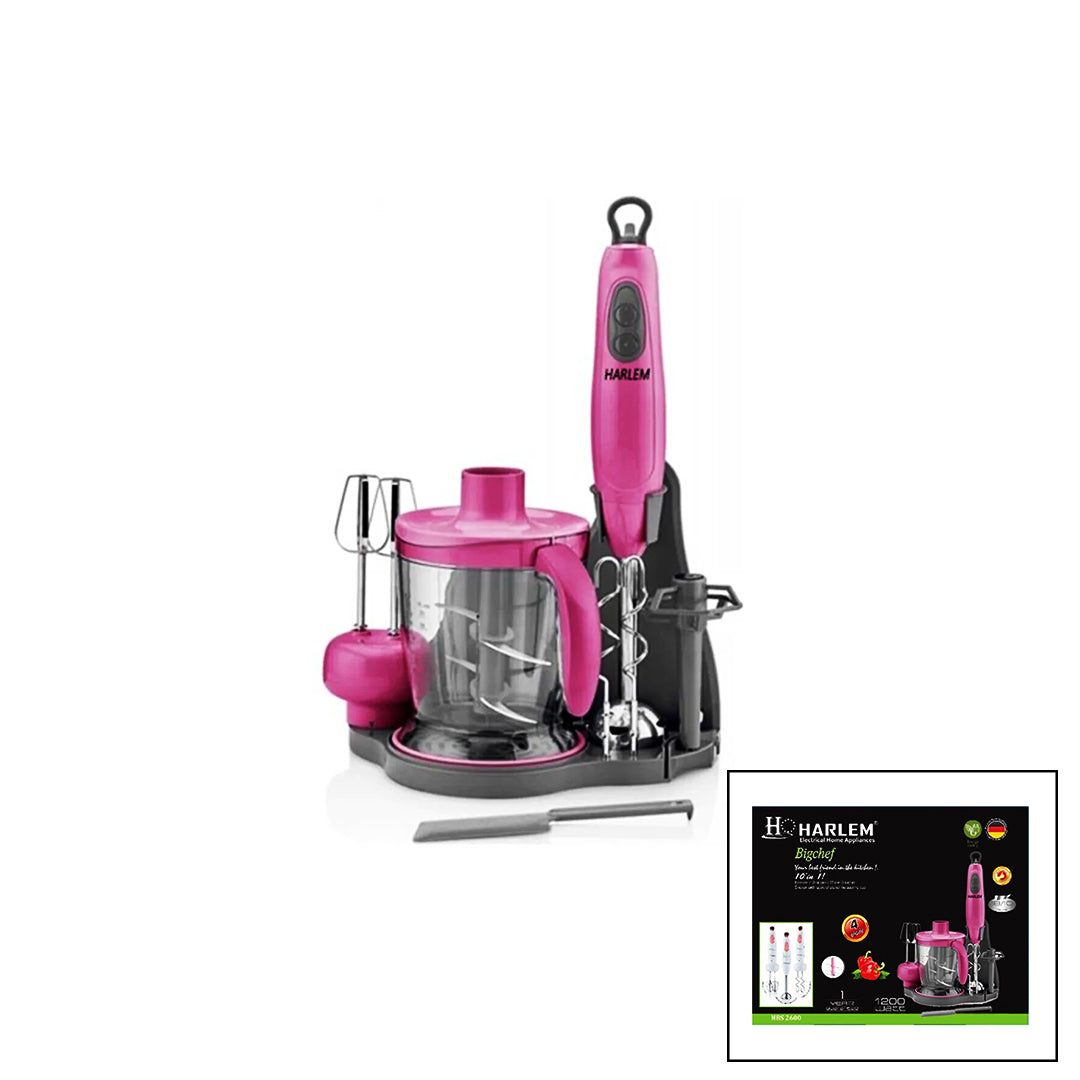 HARLEM HBS-2600 GROUP GR-2600 BİGCHEF 10IN1 BLENDER SET 1200W DOĞRAYICI - MİKSER YOĞURUCU - KARIŞTIRICI (4620)