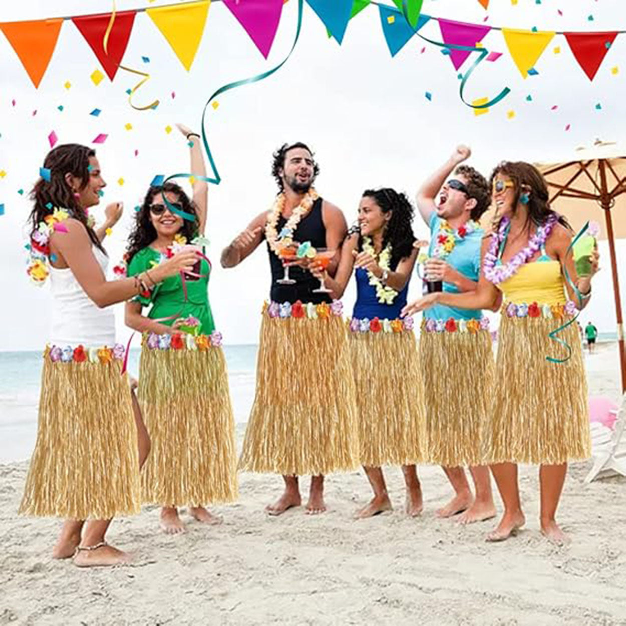 Hawaıı Tarzı Hula Eteğı – 60 Cm Hasır Naturel Etek