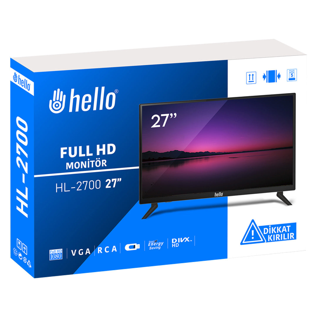 Hello Hl-2700 27 Audio In-rca-vga-hdmi-usb 12 Volt Adaptörlü Full Hd Led Moni̇tör