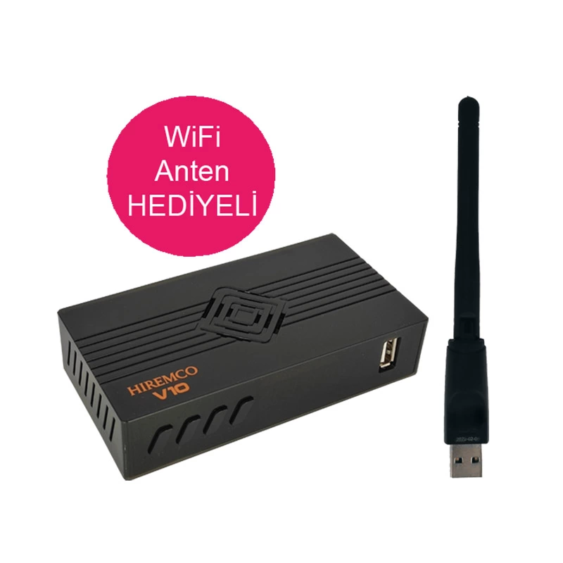 Hıremco V10 Ethernetli Usb Girişli Youtube Özellikli Lınux Tabanlı Wifi Antenli Full Hd Uydu Alıcısı