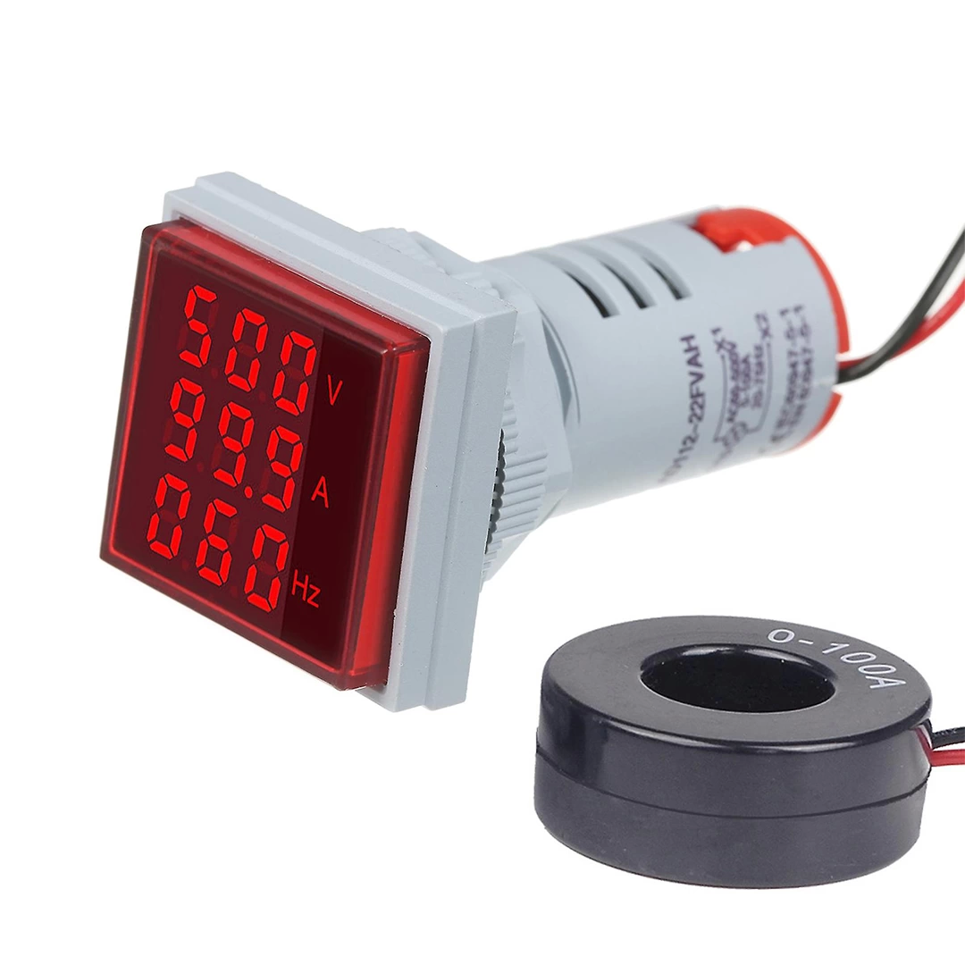 İntercom Ad22-22vahs 22 Mm Volt/amper/hertzmetre 0-99 Hz Kare Kırmızı