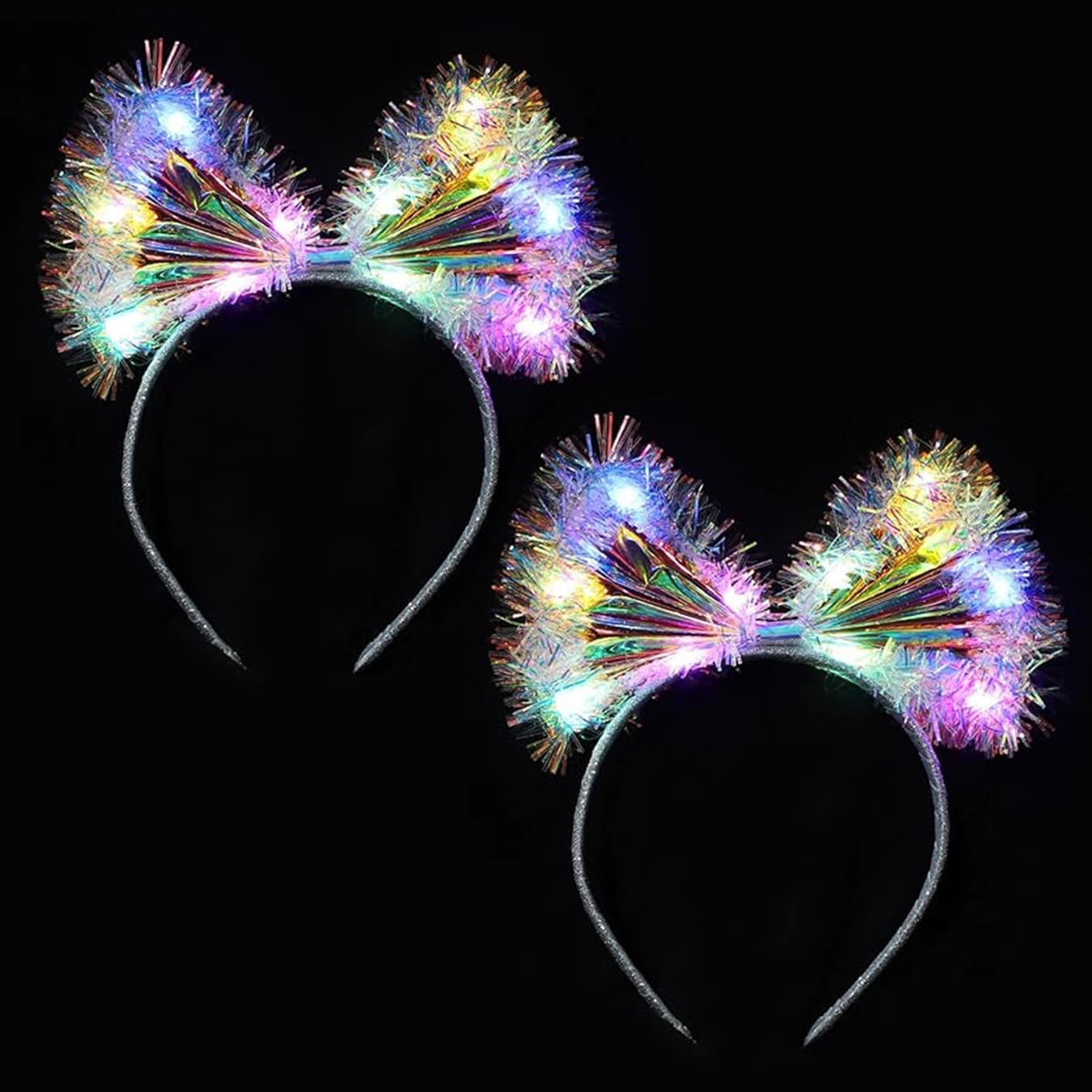 Işıltılı Fiber Fiyonk Gece Tacı Işıklı Ledli Eğlence Tacı 1 Adet 20x21 Cm