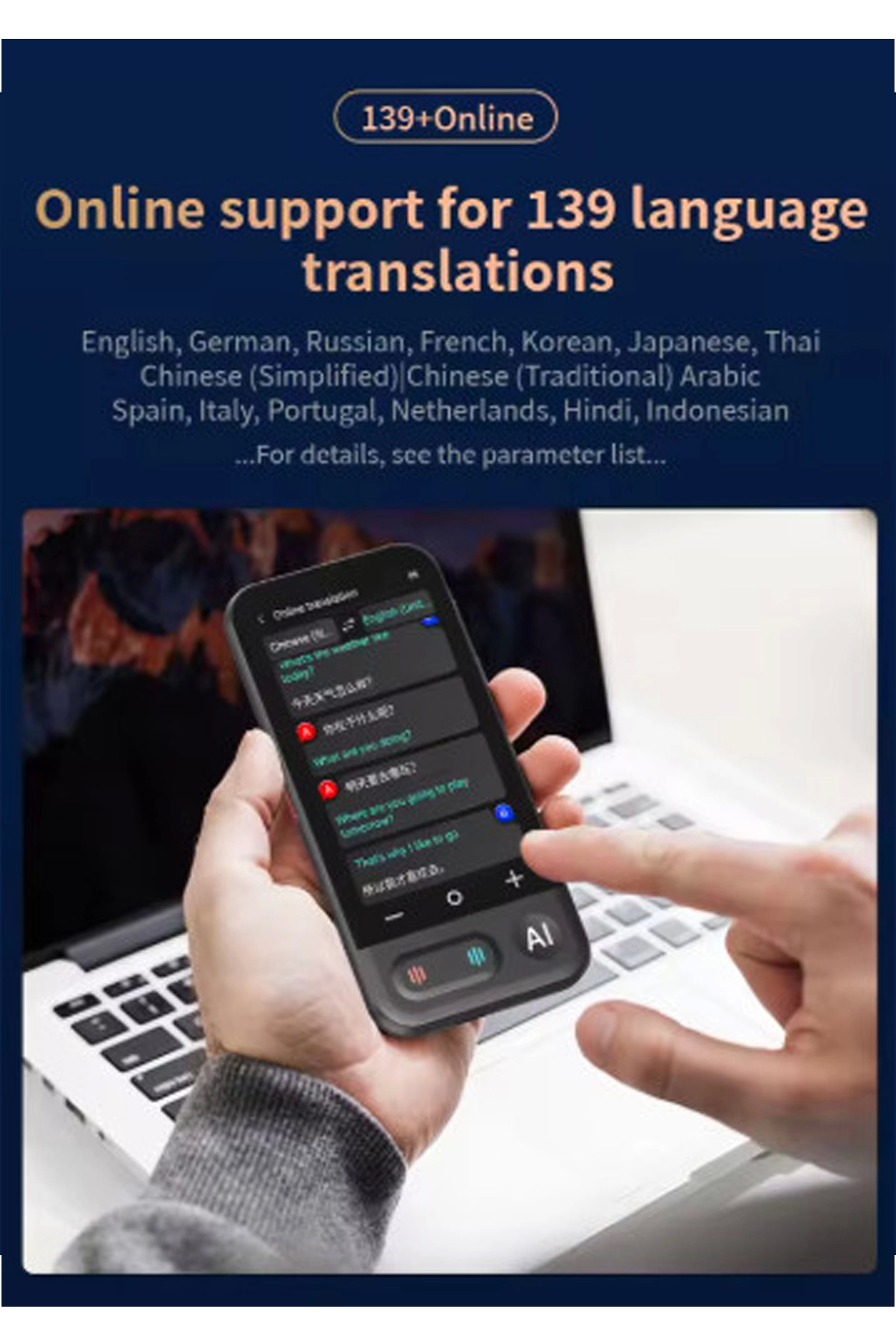 Kameralı 140 Dilde Wifi Özellikli Translator Elektronik Çeviri Cihazı Türkçe Menü