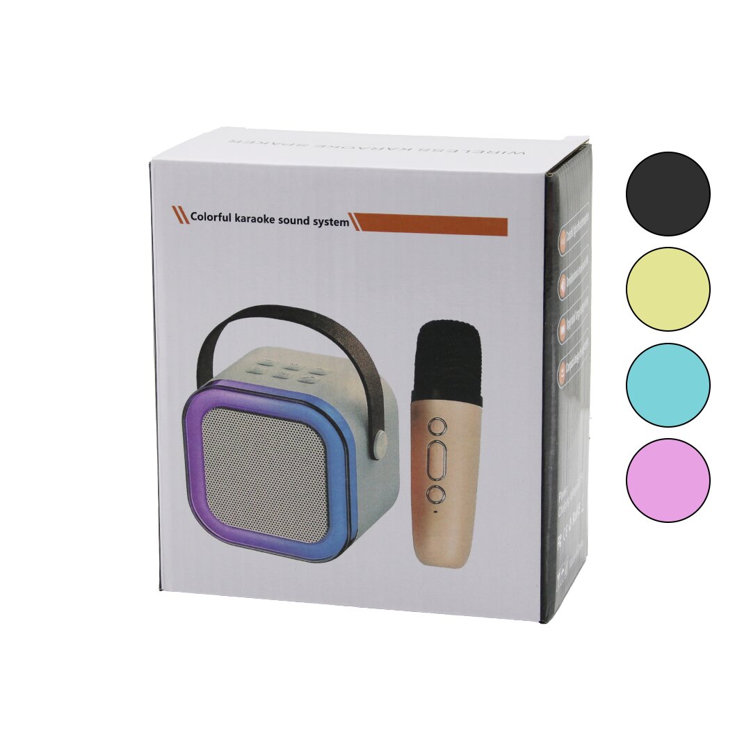 Karaoke Mi̇krofonlu Wi̇reless Hoparlör - Speaker Işikli Usb şarjli Dc 5v - Tf - Aux K-12