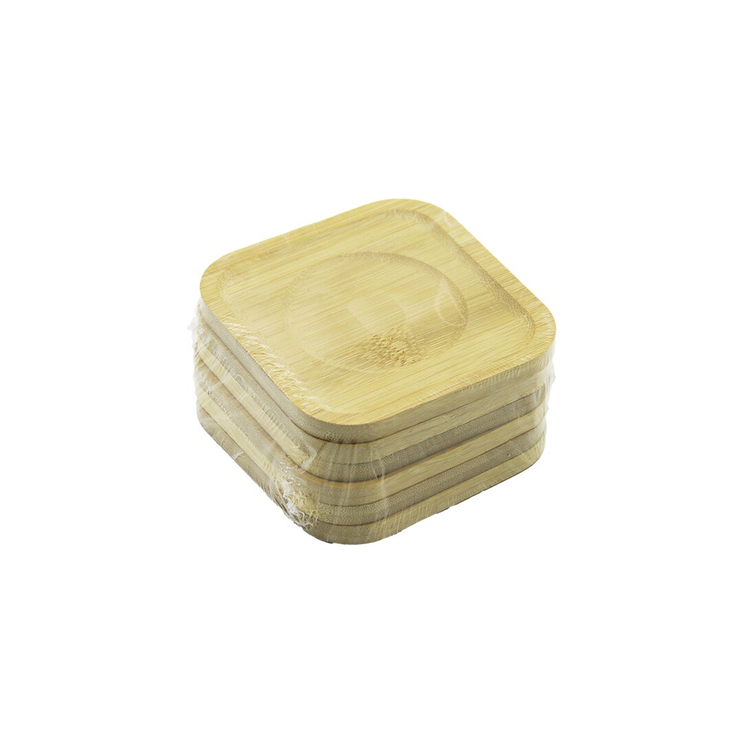 Kare= 9.7 X 9.7cm 6pcs Bambu - Ahşap çay Tabak