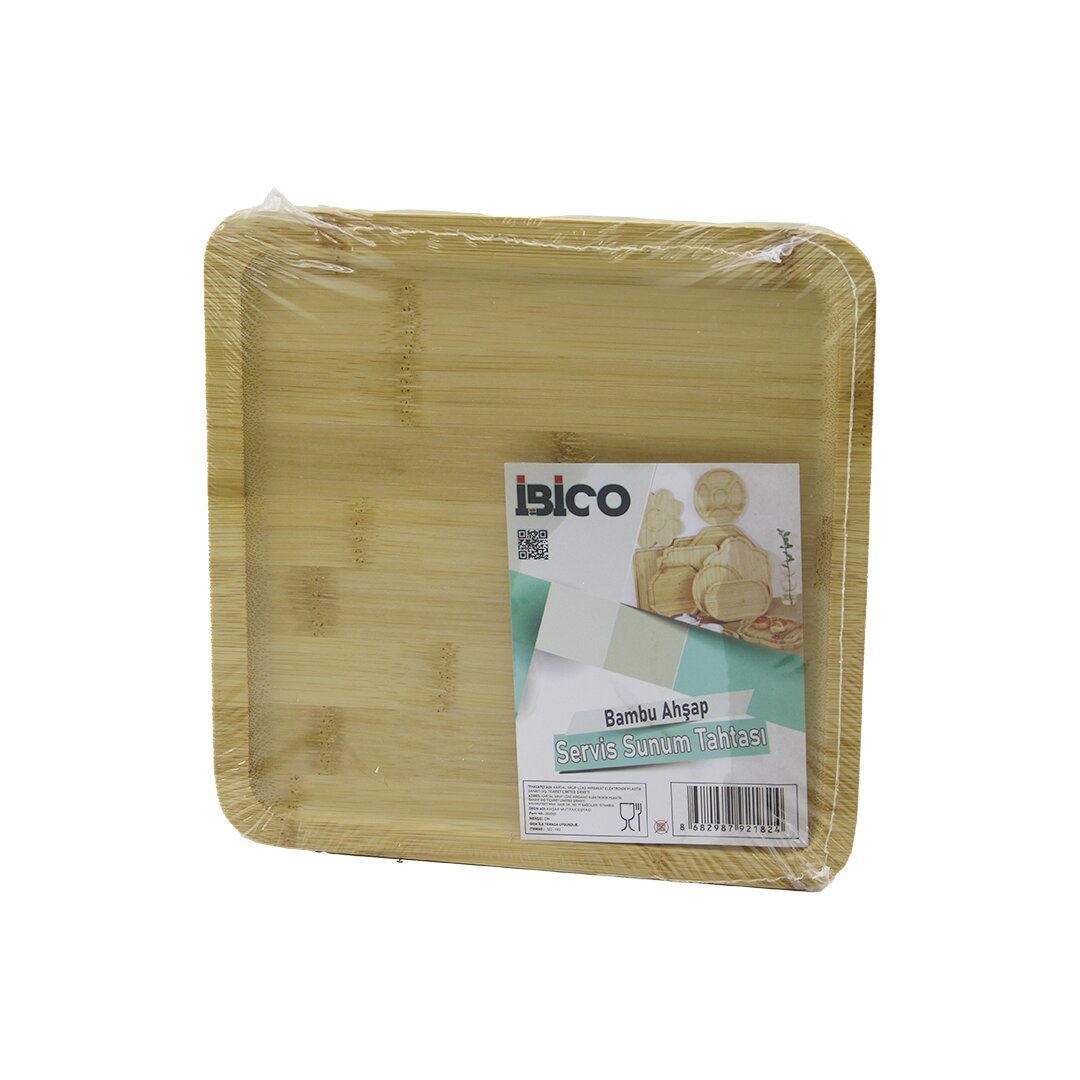 Kare Ahşap Bambu Servi̇s Sunum Tepsi̇ - Tahtasi Mi̇ni̇ Tepsi̇ 20 X 20 X 1.4cm