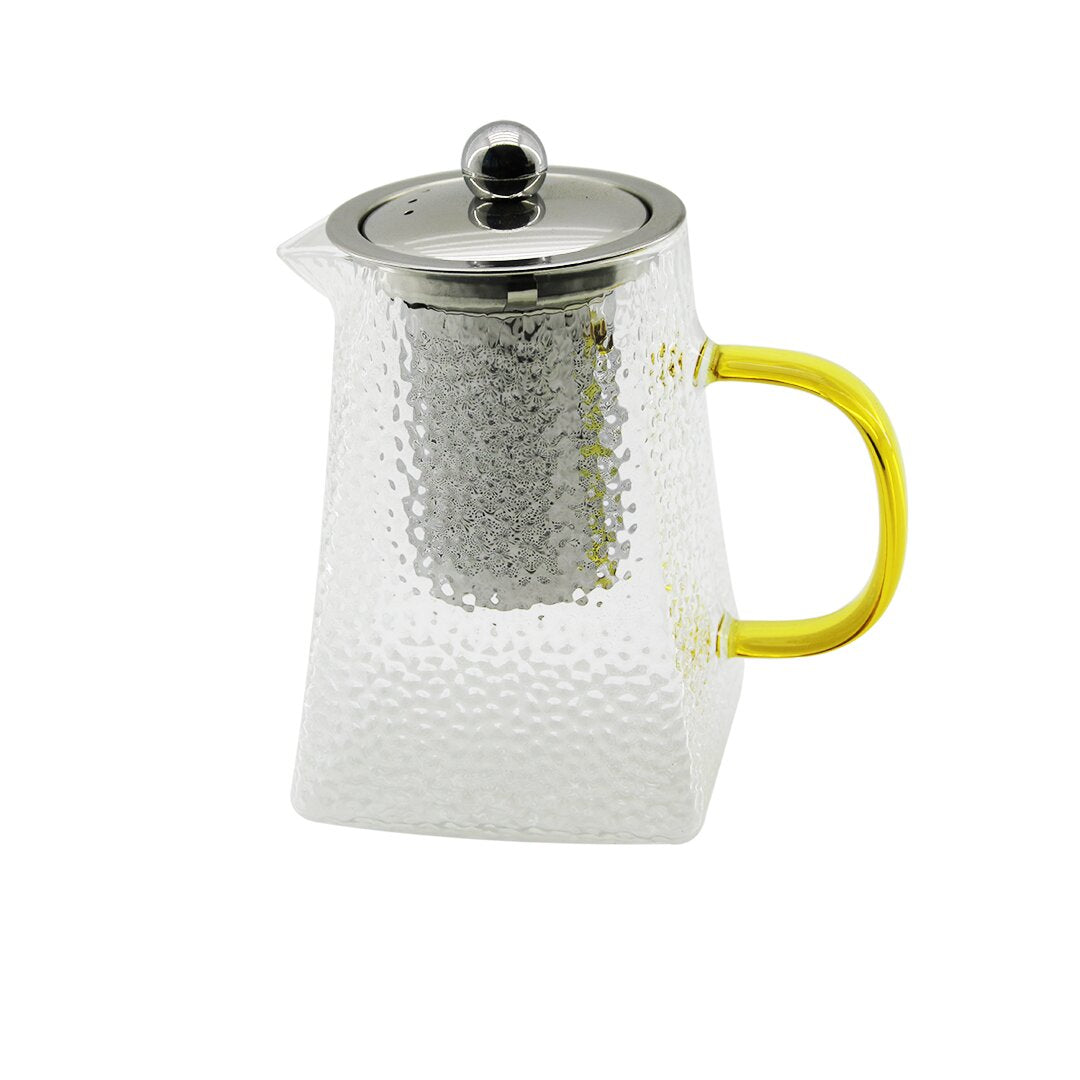 Kare kabartmali - borosilikat  cam demlik 550ml